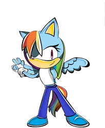 Size: 2916x3560 | Tagged: anthro, artist:alinathecat12, derpibooru import, gimp, ms paint, plantigrade anthro, rainbow dash, safe, simple background, solo, sonicified, sonic the hedgehog (series), species swap, style emulation, transparent background, wat, yuji uekawa style