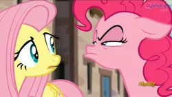 Size: 1466x824 | Tagged: derpibooru import, faic, fluttershy, pinkie pie, pouting, safe, screencap, the cutie map, when she doesn't smile