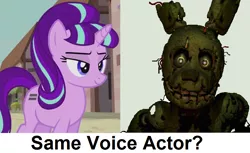 Size: 848x520 | Tagged: artist:redmagepony, derpibooru import, exploitable meme, five nights at freddy's, five nights at freddy's 3, meme, same voice actor, season 5, semi-grimdark, springtrap, starlight glimmer, the cutie map