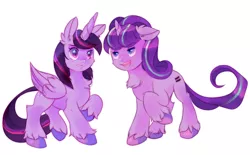 Size: 1280x795 | Tagged: safe, artist:pekou, derpibooru import, starlight glimmer, twilight sparkle, twilight sparkle (alicorn), alicorn, pony, the cutie map, chest fluff, female, fluffy, mare, unshorn fetlocks