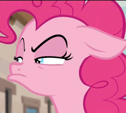 Size: 990x888 | Tagged: animated, cropped, derpibooru import, faic, frown, head shake, no, pinkie pie, reaction image, safe, screencap, solo, the cutie map, when she doesn't smile