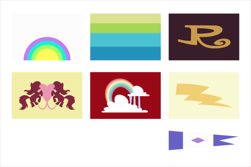 Size: 6000x4012 | Tagged: absurd resolution, artist:masem, cloudsdale, cloudsdale flag, derpibooru import, equestria games, equestria games (episode), flag, flags of equestrian regions, ponyville, ponyville flag, rainbow falls, safe