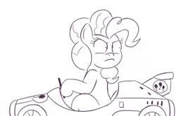 Size: 777x513 | Tagged: artist needed, source needed, useless source url, safe, derpibooru import, pinkie pie, pony, the cutie map, female, looking at you, luigi's death stare, mare, mario kart 8, meme, monochrome, solo, unamused, wide eyes