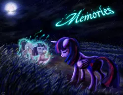 Size: 3300x2544 | Tagged: safe, artist:thatannoyingguy, derpibooru import, spike, twilight sparkle, twilight sparkle (alicorn), alicorn, pony, fanfic art, female, mare, moon, night