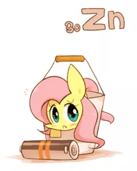 Size: 800x1000 | Tagged: artist:joycall6, battery, bucket, chemistry, derpibooru import, doormat, fluttershy, part of a set, periodic table, safe, series:joycall6's periodic table, solo, zinc