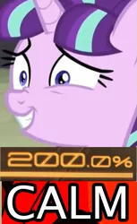 Size: 437x713 | Tagged: 200% mad, caption, crossing the memes, derpibooru import, expand dong, exploitable meme, image macro, meme, memeception, metal gear, reaction image, safe, smiling, solo, starlight glimmer, the cutie map