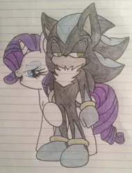Size: 1554x2046 | Tagged: artist:shadayloronic, crossover, derpibooru import, mephiles the dark, rarity, safe, sonic the hedgehog (series), traditional art