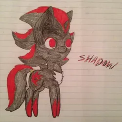 Size: 2448x2448 | Tagged: safe, artist:shadayloronic, derpibooru import, ponified, pony, chibi, lined paper, shadow the hedgehog, solo, sonic the hedgehog (series), traditional art