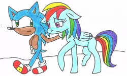 Size: 1008x608 | Tagged: artist:cmara, crossover, crossover shipping, derpibooru import, female, interspecies, love, male, rainbow dash, safe, shipping, sonicdash, sonic the hedgehog, sonic the hedgehog (series), straight, traditional art