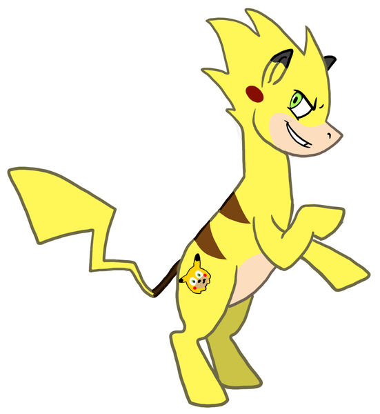 Size: 1245x1356 | Tagged: safe, artist:bluenudibranch, derpibooru import, ponified, pikachu, pony, chris chan, image, kill it, png, pokémon, simple background, solo, sonic the hedgehog, sonic the hedgehog (series), sonichu, where is your god now?, white background