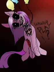 Size: 720x960 | Tagged: artist:lazyfanartist, balloon, black sclera, creepy, creepy smile, dark eyes, derpibooru import, grimdark, heart (organ), organs, pinkamena diane pie, pinkie pie, psycho, smiling, vein