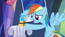 Size: 1366x768 | Tagged: castle sweet castle, derpibooru import, exploitable meme, meme, rainbow dash, rainbow dash's figurine, safe, sapphire statue