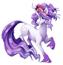 Size: 1930x2000 | Tagged: safe, artist:centchi, derpibooru import, tree of harmony, oc, oc:harmony (heilos), ponified, unofficial characters only, classical unicorn, pony, unicorn, big crown thingy, cloven hooves, element of generosity, element of honesty, element of kindness, element of laughter, element of loyalty, element of magic, elements of harmony, flower, flower in hair, jewelry, leonine tail, regalia, simple background, solo, transparent background, unshorn fetlocks