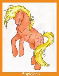 Size: 504x650 | Tagged: applejack (g1), artist:marbletoast, derpibooru import, g1, rearing, safe, solo