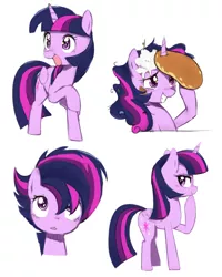 Size: 800x1000 | Tagged: safe, artist:30clock, derpibooru import, twilight sparkle, twilight sparkle (alicorn), alicorn, pony, castle sweet castle, alternate hairstyle, female, food, horn, horn impalement, i'm pancake, mare, pancakes, punklight sparkle, solo