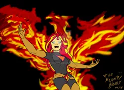 Size: 1024x750 | Tagged: artist:owlblack08, dark phoenix, derpibooru import, fiery shimmer, jean grey, phoenix (x-men), safe, solo, sunset phoenix, sunset shimmer, x-men