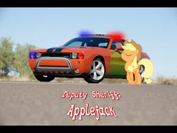 Size: 1920x1440 | Tagged: applejack, artist:con360, car, derpibooru import, dodge (car), dodge challenger, police car, safe, solo