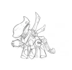 Size: 1024x983 | Tagged: safe, artist:poniesofthekeene, derpibooru import, ponified, eldar, pony, d weapon, monochrome, warhammer (game), warhammer 40k, wraithguard