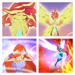 Size: 480x480 | Tagged: safe, derpibooru import, sunset shimmer, equestria girls, my past is not today, rainbow rocks, bloom, bloom (winx club), bloomix, comparison, sunset phoenix, winx club