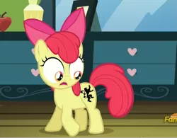 Size: 915x712 | Tagged: safe, derpibooru import, edit, edited screencap, screencap, apple bloom, earth pony, pony, bloom and gloom, alternate cutie mark, apple bloom's cutie mark, cropped, exploitable meme, female, filly, foal, game of thrones, house lannister, meme, solo