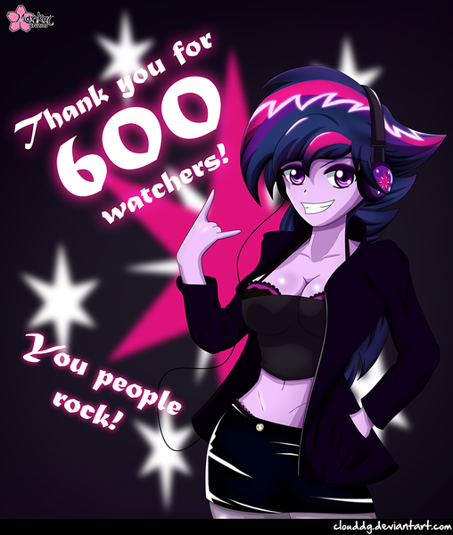 Size: 900x1064 | Tagged: safe, artist:clouddg, derpibooru import, twilight sparkle, human, castle sweet castle, equestria girls, alternate hairstyle, belly button, clothes, devil horn (gesture), humanized, midriff, milestone, panties, punklight sparkle, solo, thong, underwear