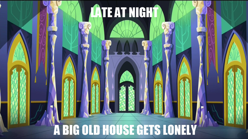 Size: 1280x720 | Tagged: caption, castle sweet castle, derpibooru import, editor:scrounge, epic comment chain, exploitable meme, image macro, lyin' eyes, meme, no pony, safe, screencap, song reference, text, the eagles, twilight's castle