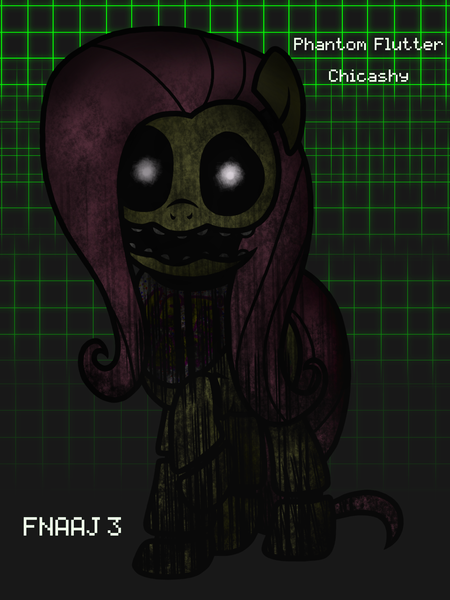 Size: 1536x2048 | Tagged: applefreddy, applefreddy fazjack's pizzeria, artist:prismaticstars, derpibooru import, five nights at aj's, five nights at aj's 3, five nights at freddy's, flutterchica, fluttershy, semi-grimdark, solo