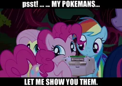 Size: 640x450 | Tagged: artifact, caption, derpibooru import, gameboy advance, image macro, meme, nintendo, pinkie pie, pokémon, rainbow dash, safe, solo, text