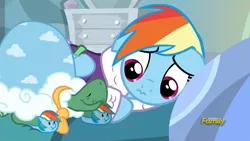 Size: 1920x1080 | Tagged: clothes, dashie slippers, derpibooru import, rainbow dash, rainbow dash's house, safe, screencap, slippers, tank, tanks for the memories