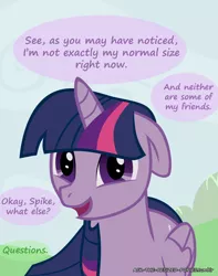 Size: 1280x1624 | Tagged: safe, artist:pegachess, derpibooru import, twilight sparkle, twilight sparkle (alicorn), alicorn, pony, ask the resized ponies, comic, female, macro, mare