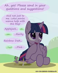 Size: 1280x1624 | Tagged: safe, artist:pegachess, derpibooru import, spike, twilight sparkle, twilight sparkle (alicorn), alicorn, pony, ask the resized ponies, female, macro, mare, tumblr