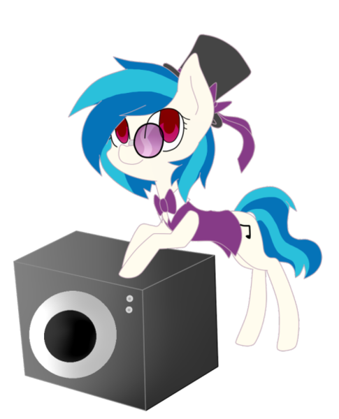 Size: 500x618 | Tagged: a hearth's warming tail, artist:akaito-twin, bowtie, clothes, dapper, derpibooru import, hat, monocle, safe, simple background, solo, speaker, top hat, transparent background, tuxedo, victrola scratch, vinyl scratch