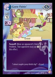 Size: 344x480 | Tagged: absolute discord, braeburn, card, ccg, cherry berry, daisy, derpibooru import, discord, enterplay, flower wishes, jaws, linky, merchandise, safe, shoeshine, twilight's kingdom