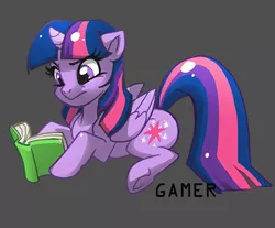 Size: 586x485 | Tagged: safe, artist:thegamercolt, derpibooru import, twilight sparkle, twilight sparkle (alicorn), alicorn, pony, book, female, mare, reading, solo, underhoof