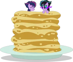 Size: 4151x3500 | Tagged: safe, artist:ambassad0r, derpibooru import, twilight sparkle, twilight sparkle (alicorn), alicorn, pony, castle sweet castle, alternate hairstyle, female, food, i'm pancake, mare, pancakes, punklight sparkle, punkvine sparkle, simple background, sombra eyes, transparent background, twivine sparkle, vector