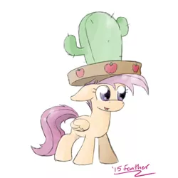Size: 800x800 | Tagged: appleoosa's most wanted, artist:feather, cactus, cactus hat, derpibooru import, giant hat, hat, safe, scootaloo, solo, sombrero