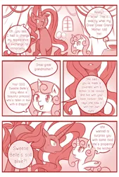 Size: 800x1186 | Tagged: artist:vavacung, comic, comic:crazy future, derpibooru import, monochrome, nightmare rarity, oc, oc:marshmallow (crazy future), safe, wham line, what a twist