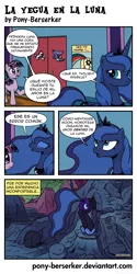 Size: 860x1724 | Tagged: artist:pony-berserker, butt, comic, derpibooru import, i can't believe it's not idw, moon, nightmare moon, plot, princess celestia, princess luna, safe, spanish, translation, translator:the-luna-fan, twilight sparkle