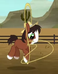 Size: 720x920 | Tagged: appleoosa's most wanted, derpibooru import, jumping, lasso, little troubleshoes, rope, safe, screencap, solo, trouble shoes, younger