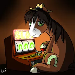 Size: 1024x1024 | Tagged: appleoosa's most wanted, artist:elzielai, derpibooru import, jackpot, just my luck, safe, slot machine, solo, trouble shoes