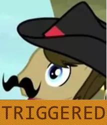 Size: 635x741 | Tagged: appleoosa's most wanted, derpibooru import, edit, facial hair, meme, moustache, safe, sheriff silverstar, triggered