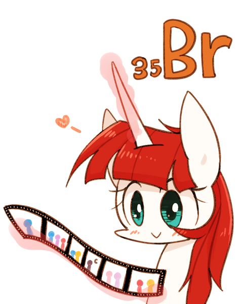 Size: 800x1000 | Tagged: alicorn, artist:joycall6, bromine, derpibooru import, film, heart, lauren faust, magic, oc, oc:fausticorn, part of a set, periodic table, safe, series:joycall6's periodic table, solo, telekinesis, unofficial characters only