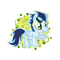 Size: 1024x1024 | Tagged: artist:kazziepones, backwards cutie mark, chibi, derpibooru import, goggles, old cutie mark, safe, simple background, soarin', solo, transparent background