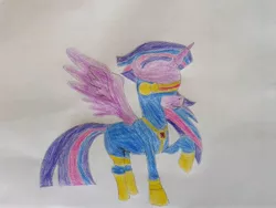 Size: 960x720 | Tagged: alternate costumes, artist:anonimo17, cyclops, cyclops (marvel comics), derpibooru import, marvel, masked matter-horn, power ponies, safe, simple background, traditional art, twilight sparkle, x-men