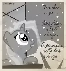 Size: 858x932 | Tagged: safe, artist:slitherpon, derpibooru import, trixie, pony, unicorn, female, it's a wonderful life, mare, monochrome, solo