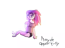 Size: 800x600 | Tagged: safe, artist:mayde-m, deleted from derpibooru, derpibooru import, aria blaze, equestria girls, clothes, fridge art (literally), panties, quality, shirt, socks, underwear