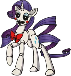 Size: 600x636 | Tagged: animatronic, artist:kaizerin, bowtie, derpibooru import, five nights at aj's, five nights at freddy's, rarity, robot, safe, solo, the puppet