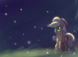 Size: 1100x800 | Tagged: applejack, artist:heir-of-rick, daily apple pony, derpibooru import, firefly (insect), hat, insect, safe, solo