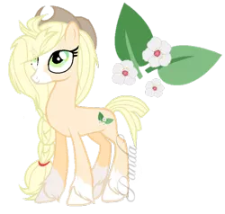 Size: 630x600 | Tagged: safe, artist:ipandacakes, derpibooru import, oc, oc:honey blossom, unofficial characters only, earth pony, pony, blaze (coat marking), braid, cowboy hat, cutie mark, female, hat, long mane, mare, offspring, parent:applejack, parent:troubleshoes clyde, parents:troublejack, simple background, socks (coat marking), transparent background