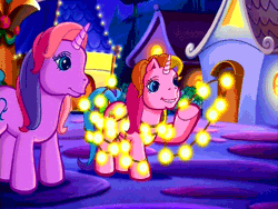 Size: 640x480 | Tagged: animated, come back lily lightly, cute, derpibooru import, g3, lights, lily lightly, night, raribetes, rarity, rarity (g3), safe, screencap, spinning